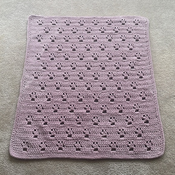 Paw Print Soft Crochet Blanket (handmade by seller) - Picture 4 of 4